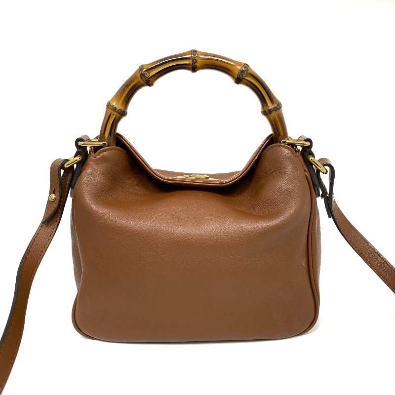 △ Gucci 古馳 Brown Calfskin Bamboo Diana Small Size 2 Way Bag 746251 啡色小牛皮竹柄兩用袋 - 257027385-1