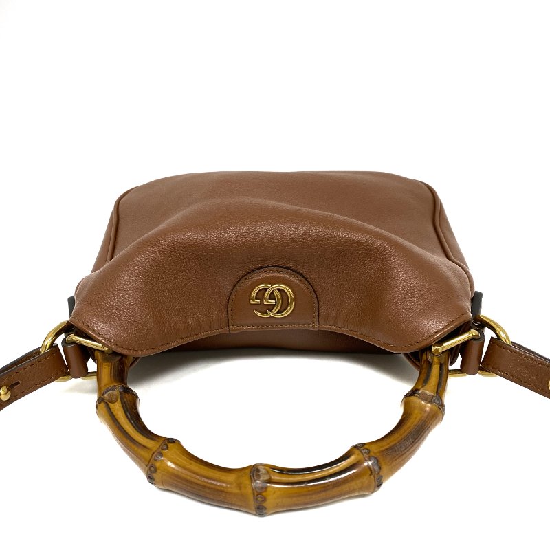 △ Gucci 古馳 Brown Calfskin Bamboo Diana Small Size 2 Way Bag 746251 啡色小牛皮竹柄兩用袋 - 257027385-5