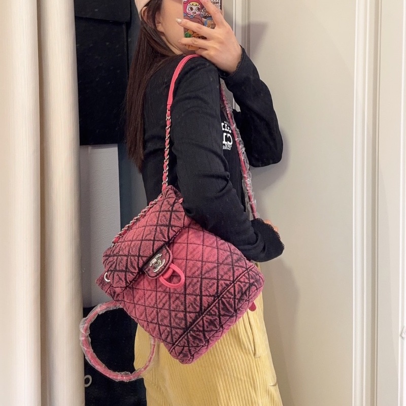 Chanel水洗牛仔漸變暈染 薩爾茨堡mini後背包23*18*12 cm 98新配件塵袋保卡-0