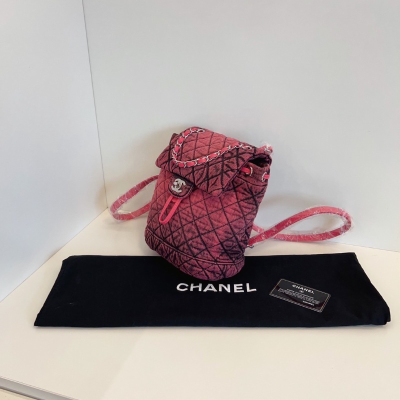 Chanel水洗牛仔漸變暈染 薩爾茨堡mini後背包23*18*12 cm 98新配件塵袋保卡-5