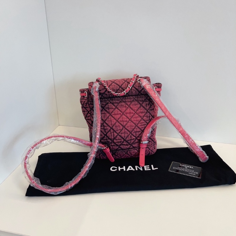 Chanel水洗牛仔漸變暈染 薩爾茨堡mini後背包23*18*12 cm 98新配件塵袋保卡-6
