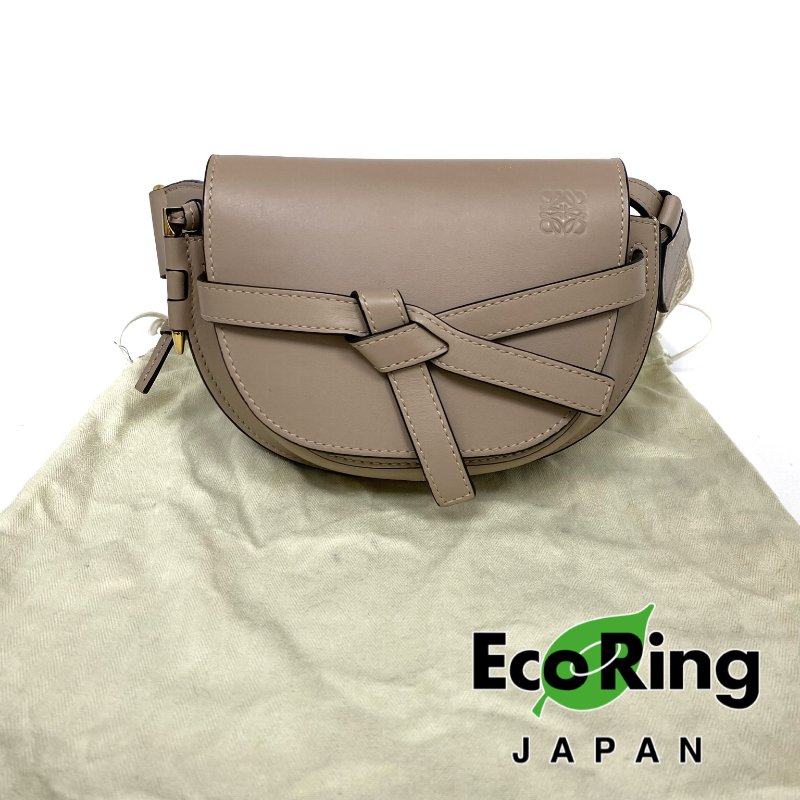 △ Loewe 羅意威 Mini Gate Beige Calfskin Shoulder Bag 淺褐色小牛皮肩背袋 -257027906-0