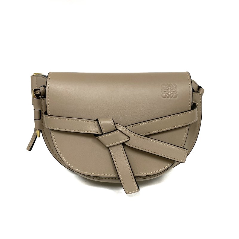 △ Loewe 羅意威 Mini Gate Beige Calfskin Shoulder Bag 淺褐色小牛皮肩背袋 -257027906-1