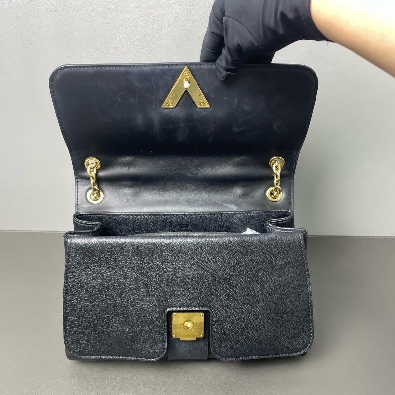 LV 黑金全皮Very Chain 肩背斜背手提 暗花翻蓋 25*15*8cm 98新配件塵袋-2