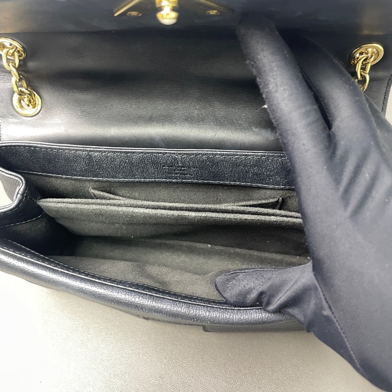 LV 黑金全皮Very Chain 肩背斜背手提 暗花翻蓋 25*15*8cm 98新配件塵袋-3