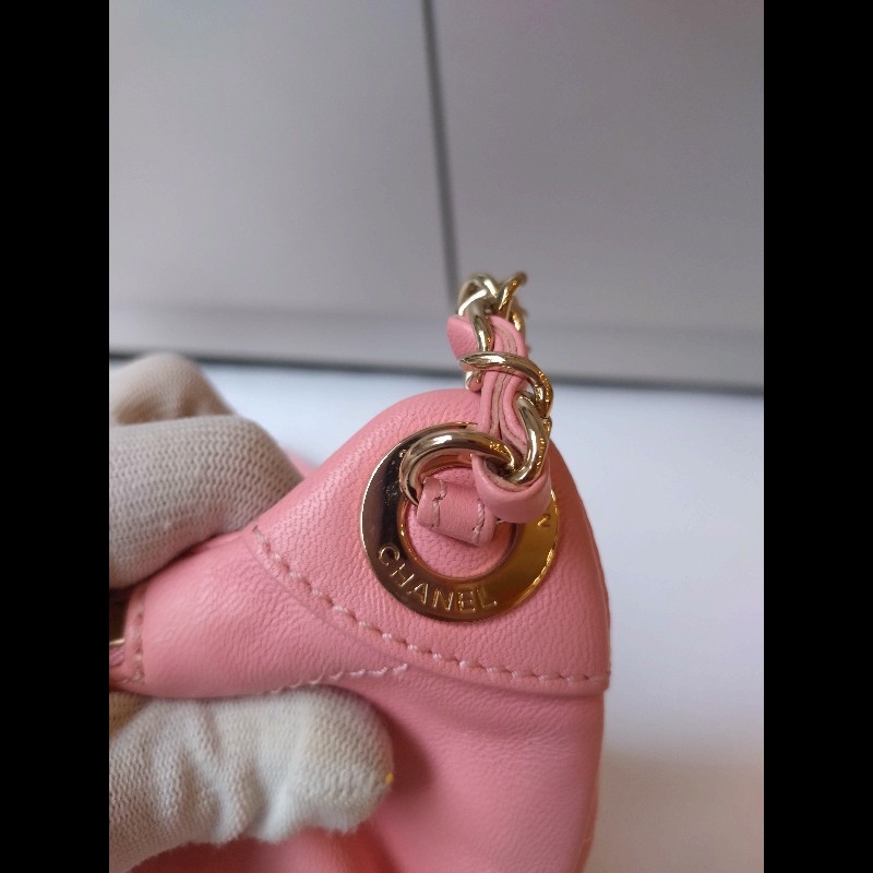 Chanel 粉色皮菱格腰包/胸口包-22