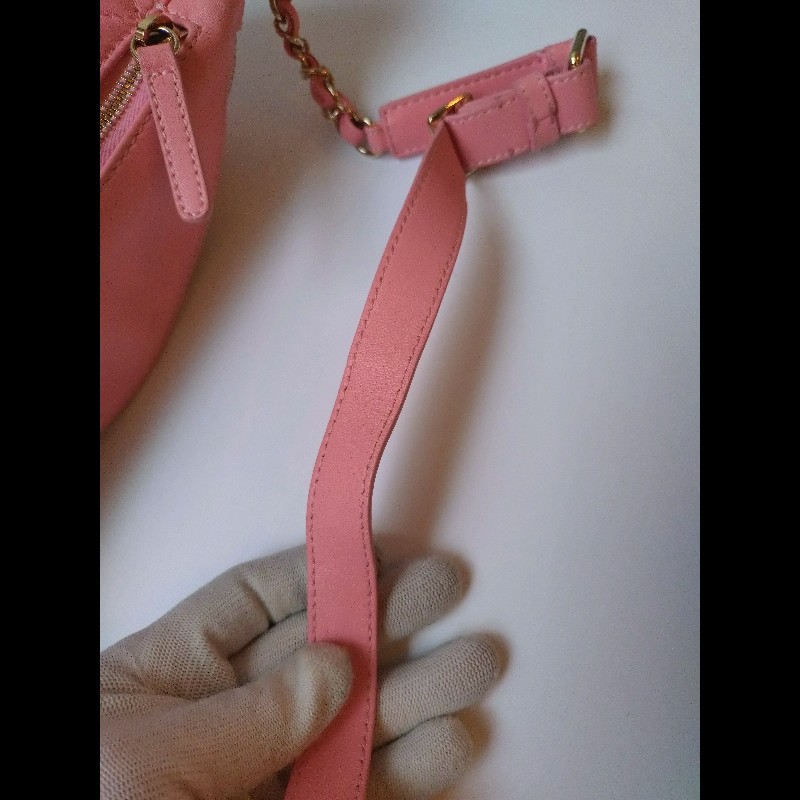 Chanel 粉色皮菱格腰包/胸口包-29