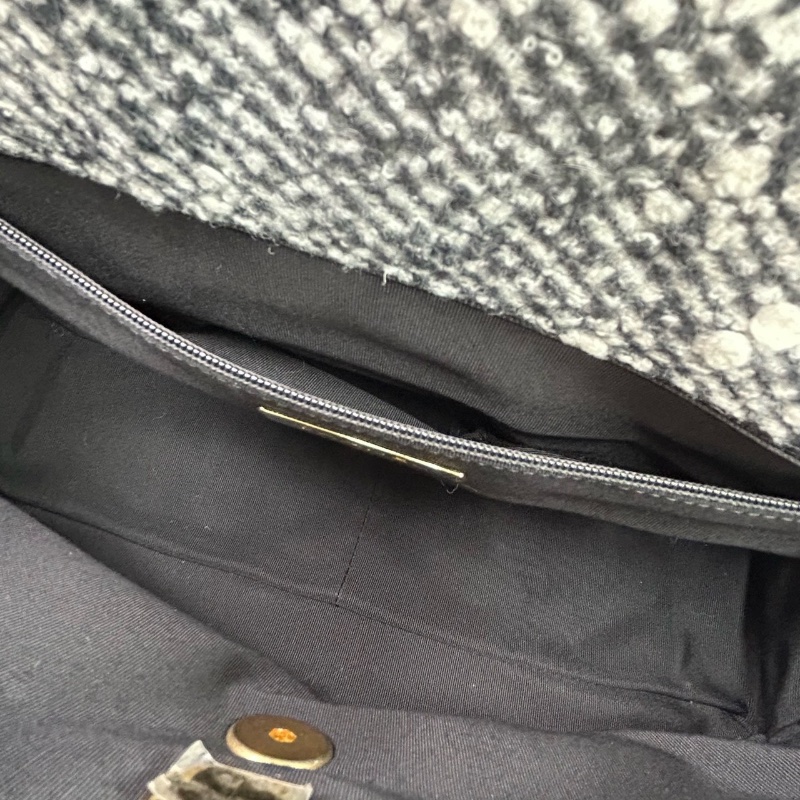 Chanel 19bag大號牛皮毛呢菱格皮穿鏈條雙C鎖扣肩背斜背手提包 芯片款30*21*9 98新配件塵袋-2