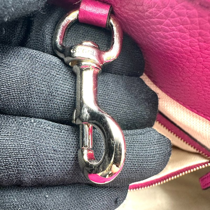 【美收精品】GUCCI 桃紅色大雙G粒面粉色手提包 C-159【隔月月中將轉賣至日本 上架期限30天】-7