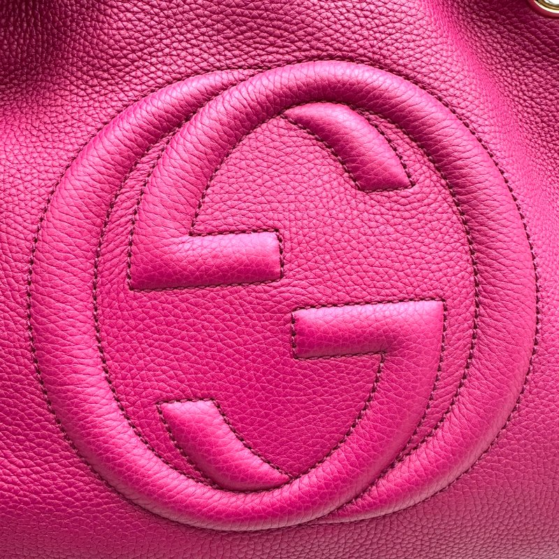 【美收精品】GUCCI 桃紅色大雙G粒面粉色手提包 C-159【隔月月中將轉賣至日本 上架期限30天】-10