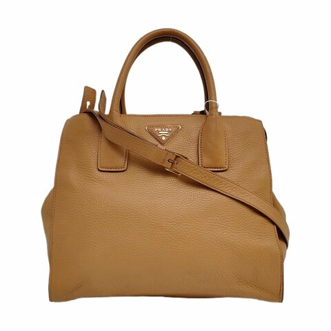 PRADA托特包棕色牛皮單肩包手提包斜挎包可拆卸肩帶