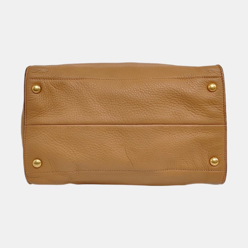 PRADA托特包棕色牛皮單肩包手提包斜挎包可拆卸肩帶-5