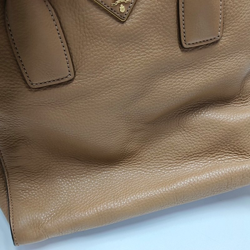 PRADA托特包棕色牛皮單肩包手提包斜挎包可拆卸肩帶-8