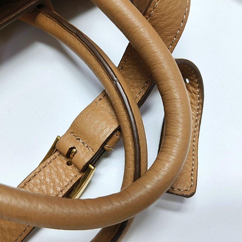 PRADA托特包棕色牛皮單肩包手提包斜挎包可拆卸肩帶-9