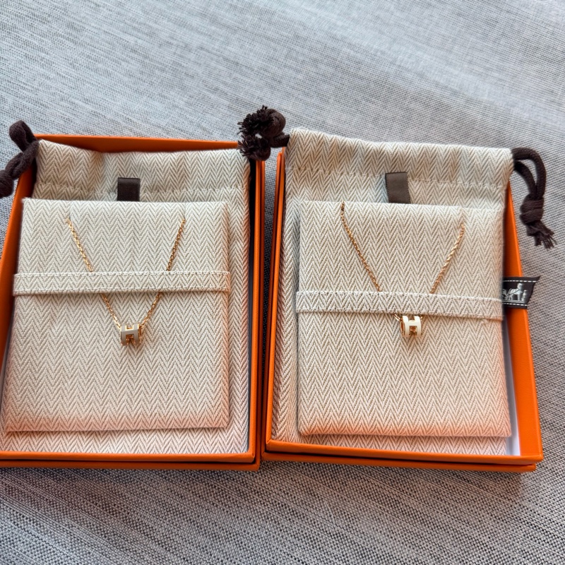 Hermes mini pop h 項鍊 奶茶 白色 混色 玫瑰金-2