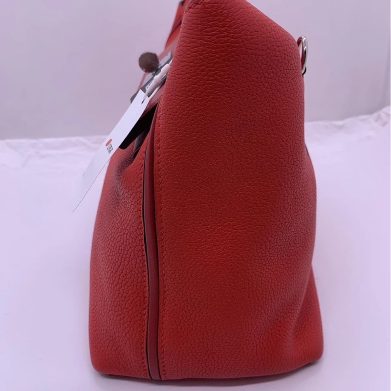 Hermes愛馬仕2424小號心桃紅扣d刻 單肩手提包 多種背法-3