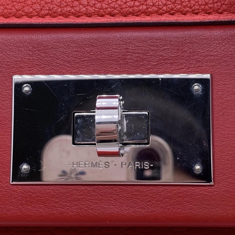 Hermes愛馬仕2424小號心桃紅扣d刻 單肩手提包 多種背法-8