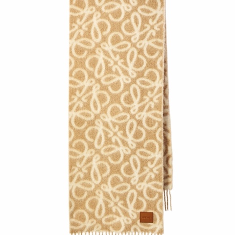 Loewe 女士 Anagram Intarsia 流蘇圍巾均碼碼185cm*37cm