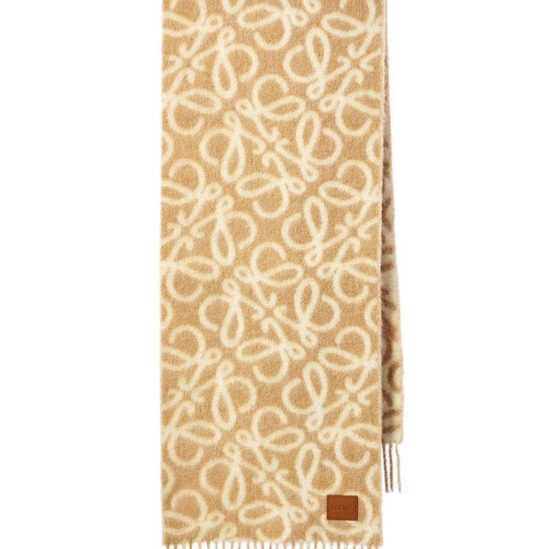 Loewe 女士 Anagram Intarsia 流蘇圍巾均碼碼185cm*37cm-0