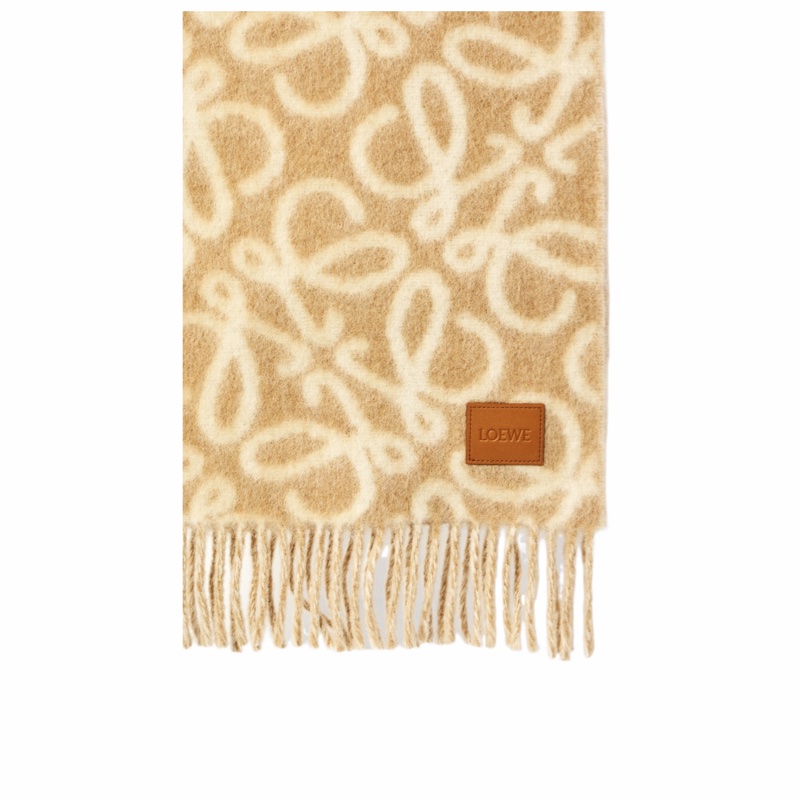 Loewe 女士 Anagram Intarsia 流蘇圍巾均碼碼185cm*37cm-3