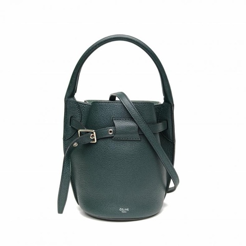 CELINE BigBagBucket水桶包Nano肩帶款綠色牛皮肩背包