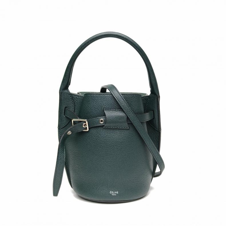 CELINE BigBagBucket水桶包Nano肩帶款綠色牛皮肩背包-0