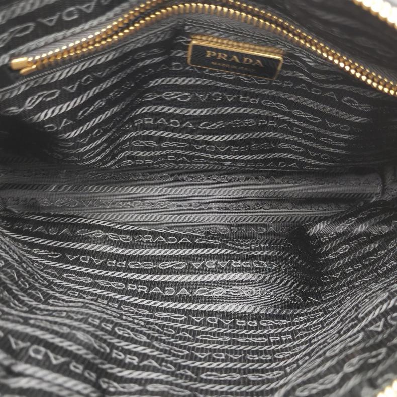 PRADA Chaine再生尼龍托特包黑色尼龍金扣肩背包-4
