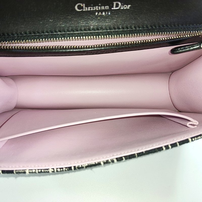 DIOR黑色織物拼貼盾牌包單肩包斜挎包銀色五金可拆卸肩帶-6