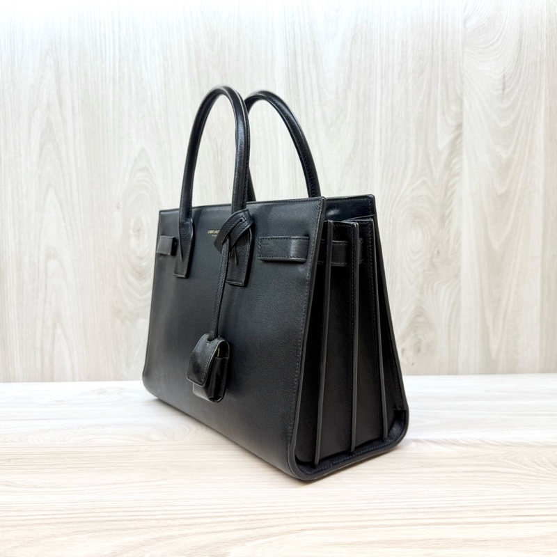 YSL黑牛皮SAC DE JOUR側背包377183-2