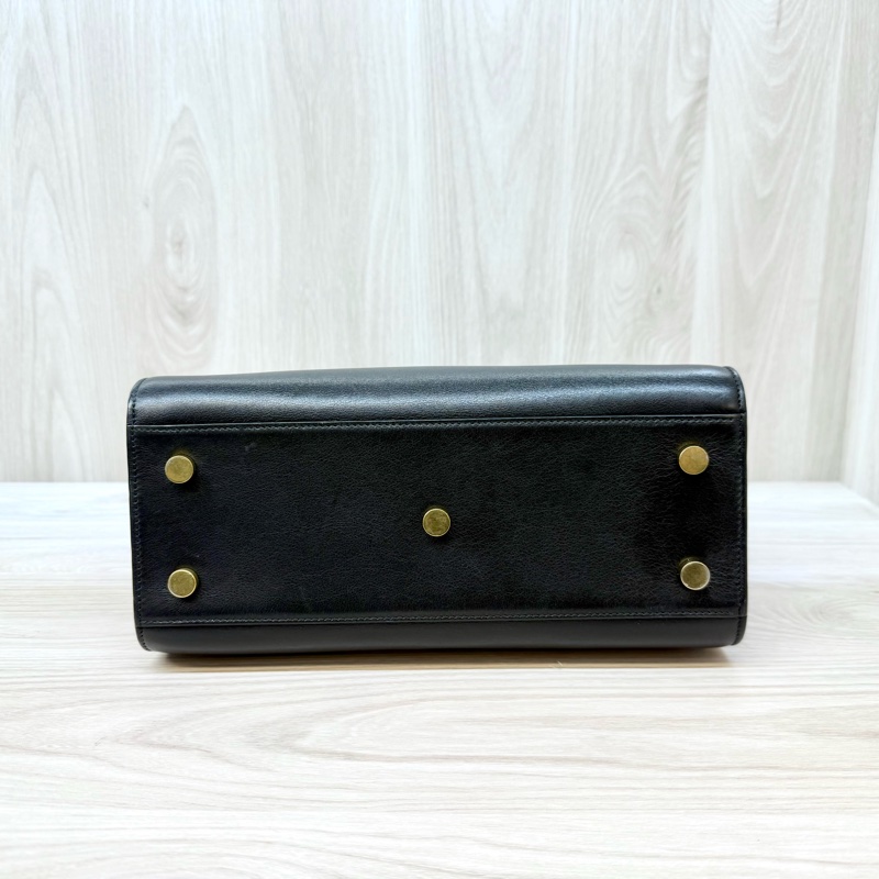 YSL黑牛皮SAC DE JOUR側背包377183-4