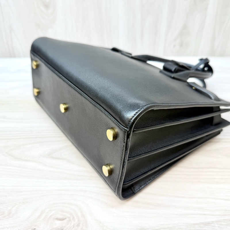 YSL黑牛皮SAC DE JOUR側背包377183-8