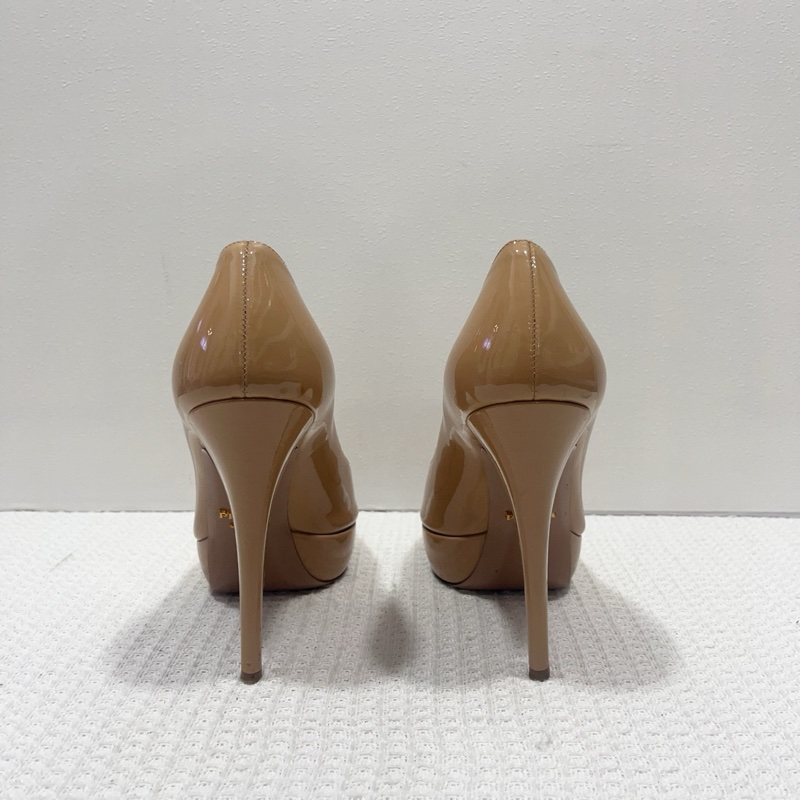 Prada/普拉達裸色漆皮魚嘴高跟鞋，尺寸36.5碼，防水台高2.5cm,鞋跟高12.5c-3