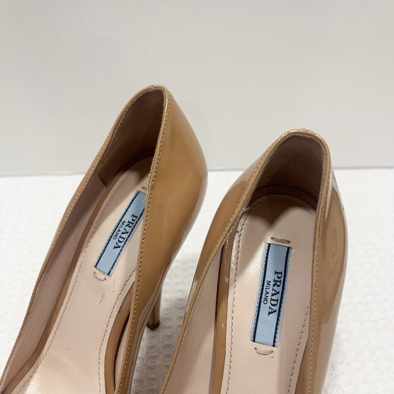 Prada/普拉達裸色漆皮魚嘴高跟鞋，尺寸36.5碼，防水台高2.5cm,鞋跟高12.5c-6
