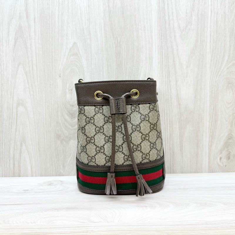 GUCCI原花Ophidia抽繩迷你小水桶550620-0