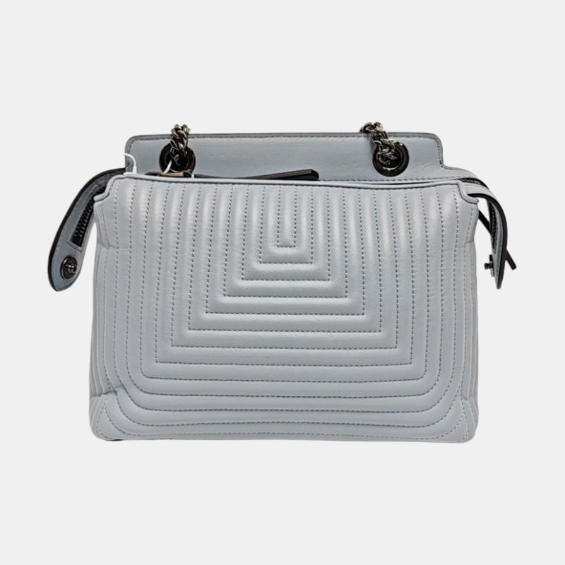 FENDI Dotcom淺藍色牛皮單肩包斜挎包黑色五金子袋9.8新-4