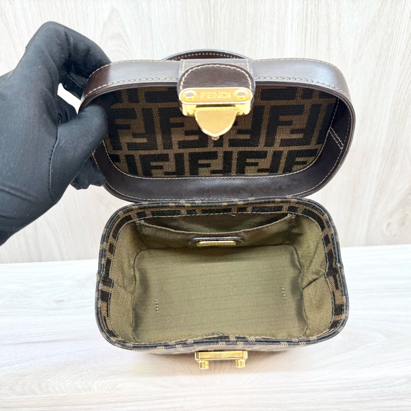 Fendi緹花布雙F手提化妝箱-5