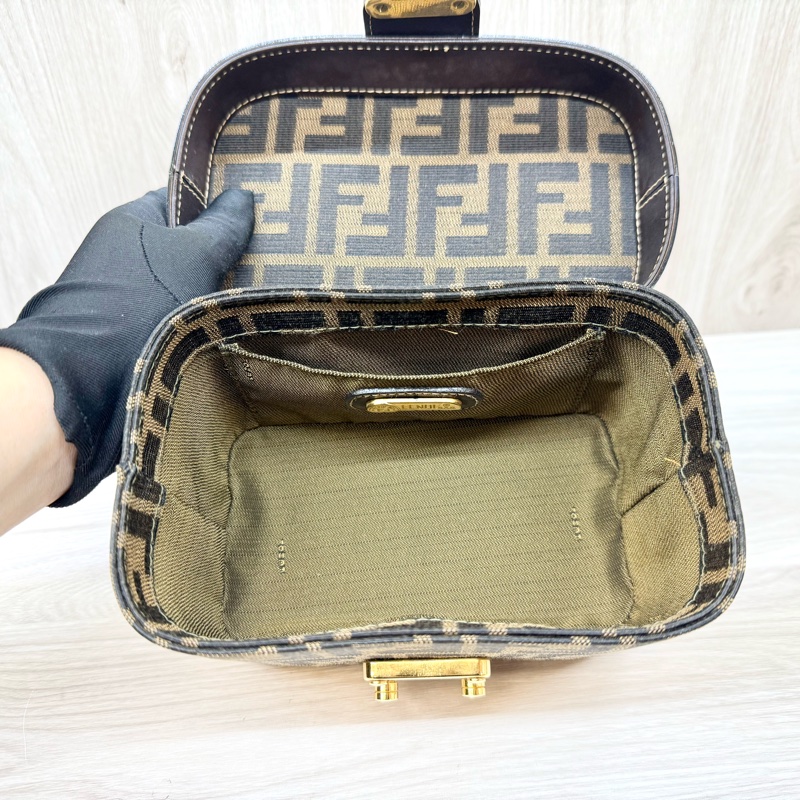 Fendi緹花布雙F手提化妝箱-7