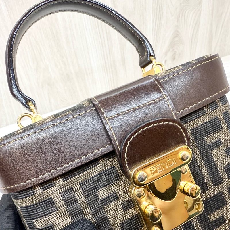 Fendi緹花布雙F手提化妝箱-9