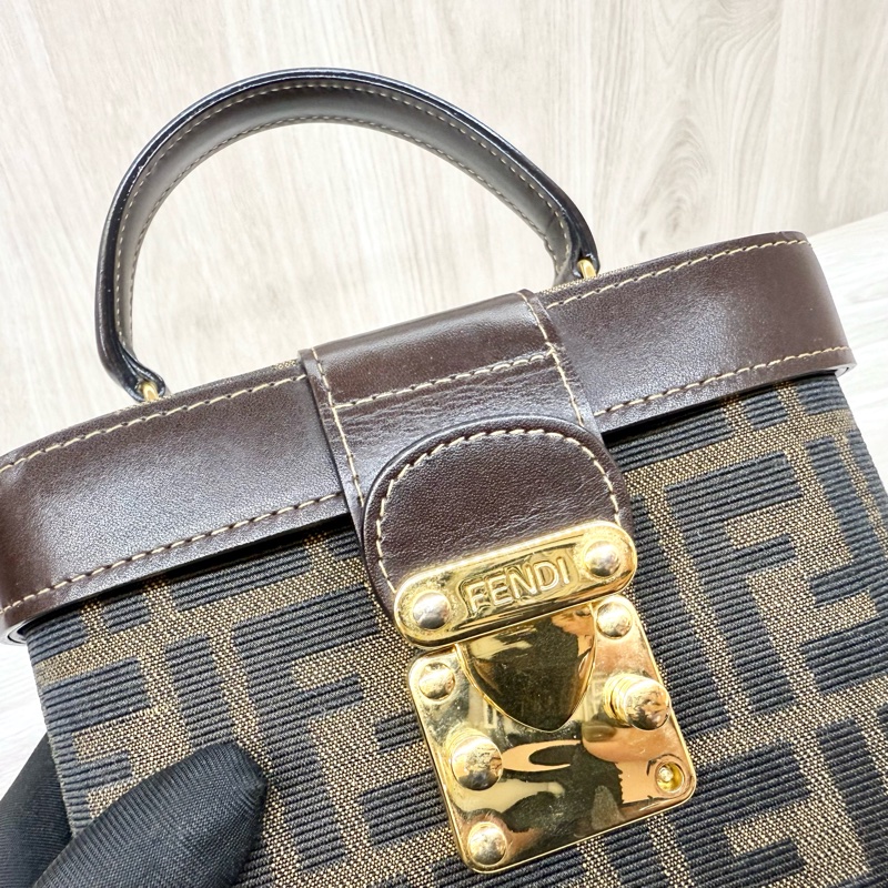 Fendi緹花布雙F手提化妝箱-10