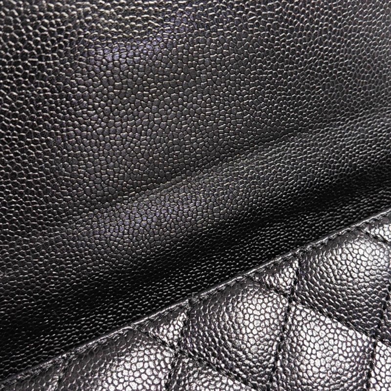 CHANEL VINTAGE KELLY黑色荔枝紋牛皮菱格紋絎縫手提包金色五金7開-7