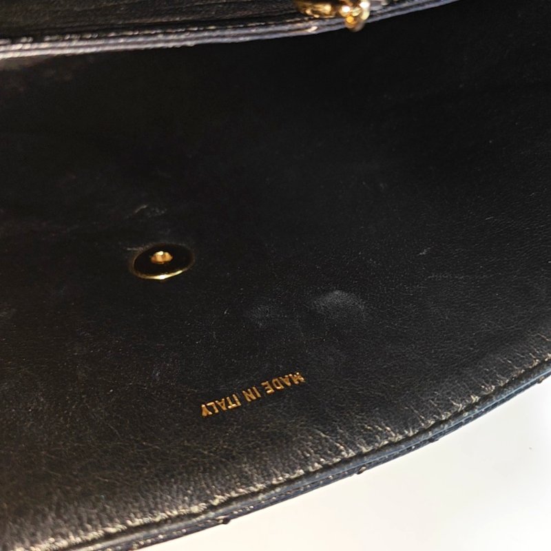 CHANEL VINTAGE KELLY黑色荔枝紋牛皮菱格紋絎縫手提包金色五金7開-11
