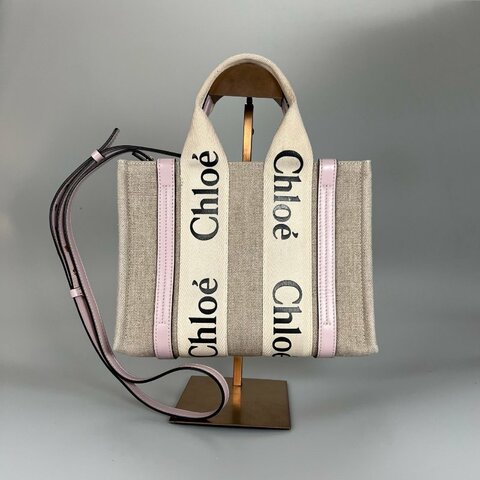 CHLOE 粉WOODY肩背包小號