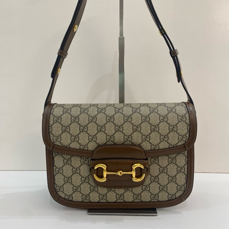 Gucci古馳1955老花棕色馬鞍包中號 尺寸25*18*8，有塵袋-0