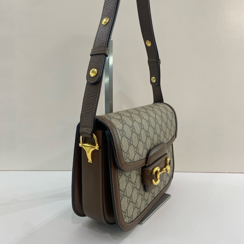 Gucci古馳1955老花棕色馬鞍包中號 尺寸25*18*8，有塵袋-1