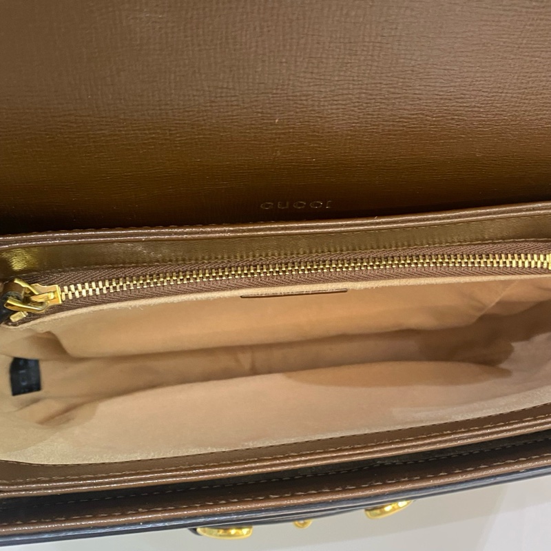 Gucci古馳1955老花棕色馬鞍包中號 尺寸25*18*8，有塵袋-6