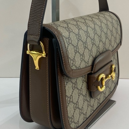 Gucci古馳1955老花棕色馬鞍包中號 尺寸25*18*8，有塵袋-8
