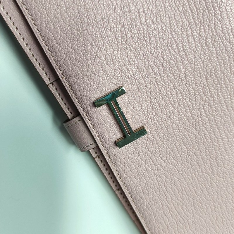 HERMES Bearn中號櫻花粉羊皮錢包銀色五金T刻9.8新-7