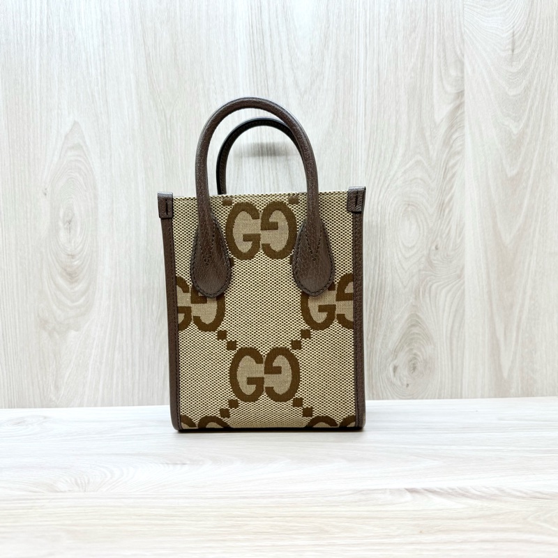 GUCCI棕色拼大雙G帆布mini琴譜包699406-1