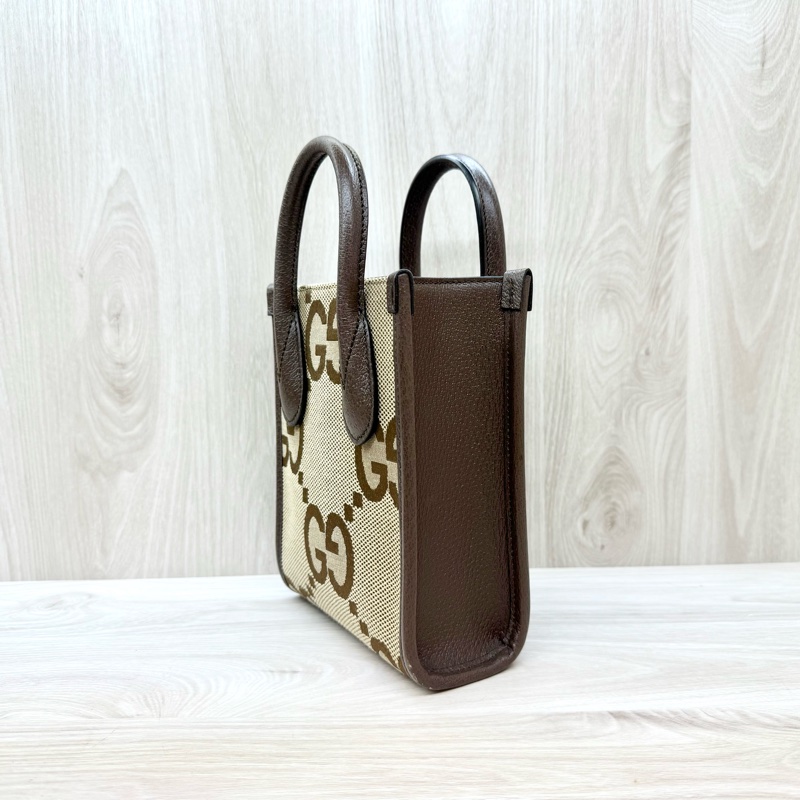 GUCCI棕色拼大雙G帆布mini琴譜包699406-2