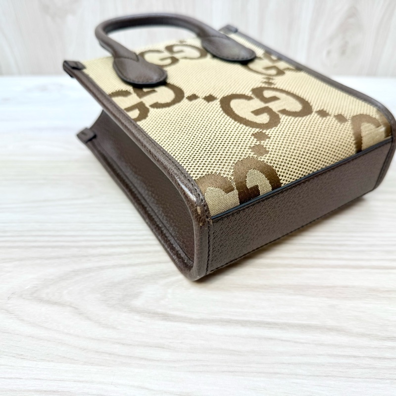 GUCCI棕色拼大雙G帆布mini琴譜包699406-7